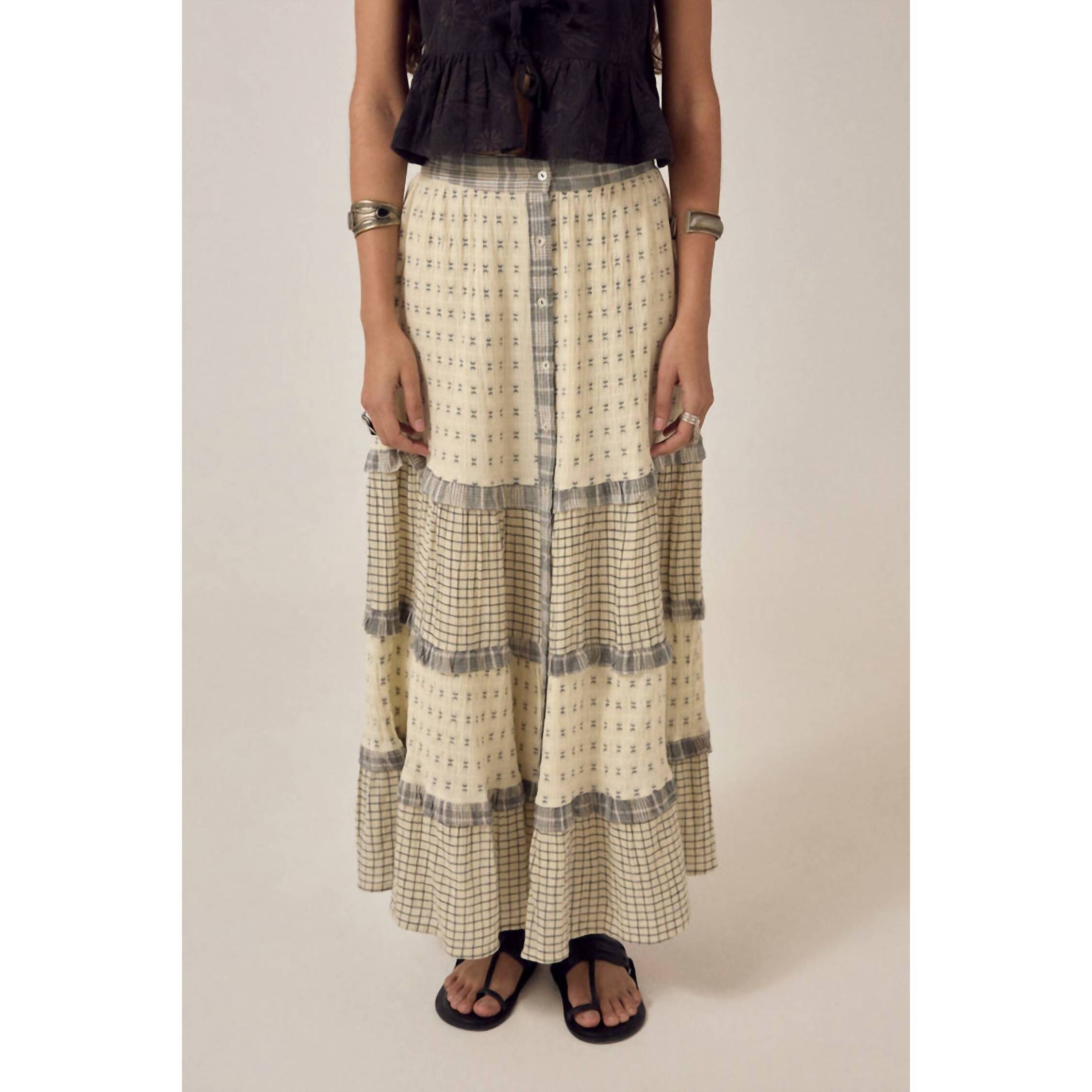 New Maison Hotel Cosette Long Tiered Skirt In Ash